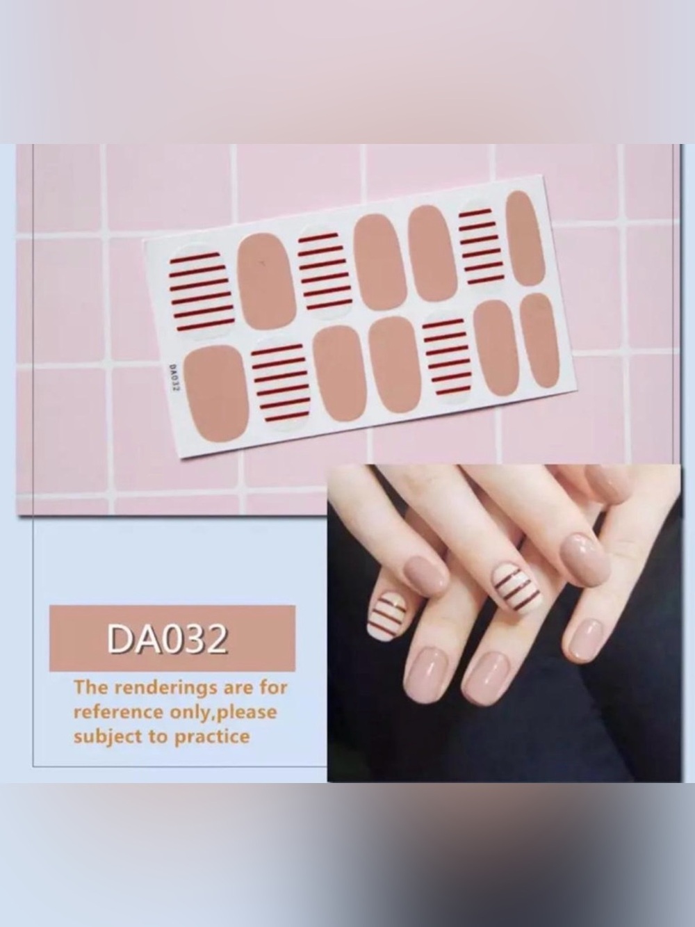 $1 Nail Sticker wraps - Nude Pink Striped $1 WITH ANY $10 ORDER OR MORE